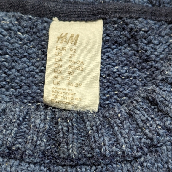 H&M Knit Pullover Sweater 2t Blue Bear kids boys - Picture 8 of 12